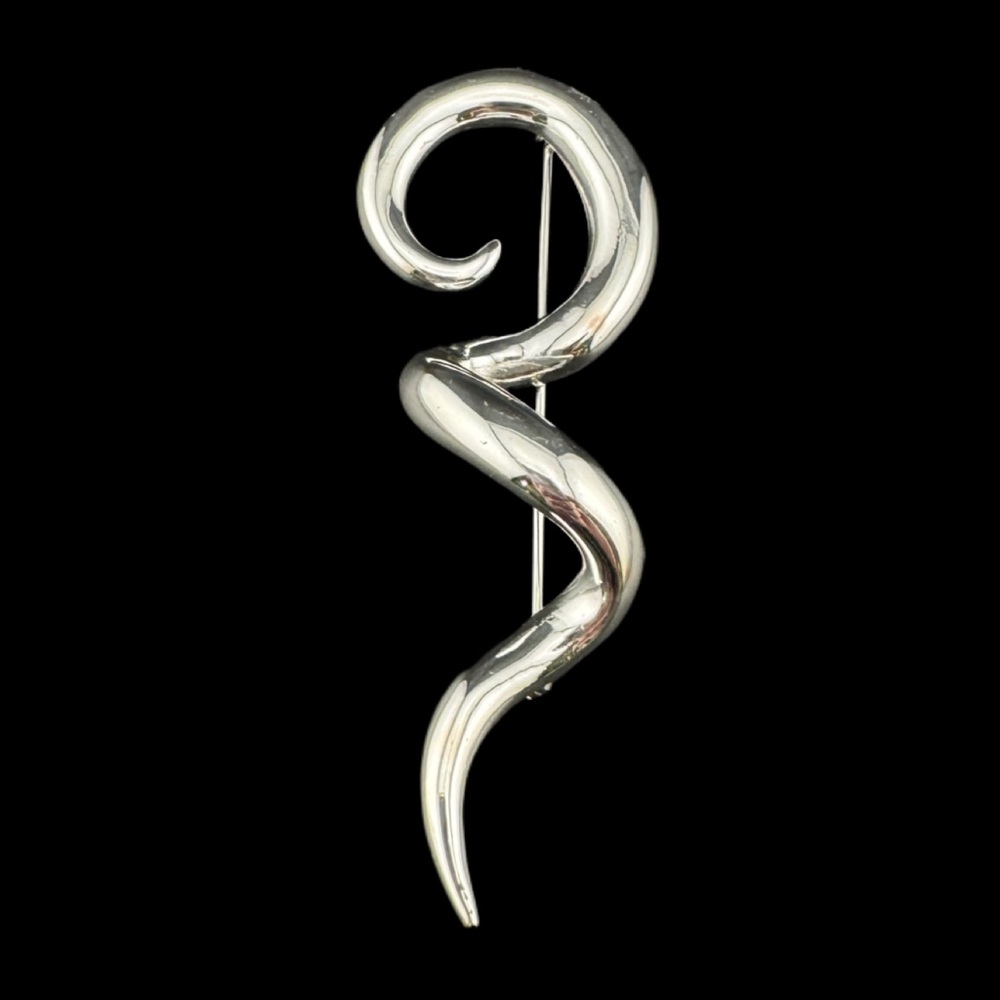 VTG Silver Tone Swirling Brooch